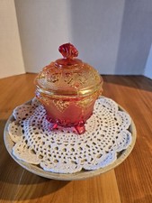 Vintage UV Reative Jeannette Amberina Candy Dish picture