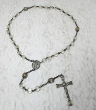 Vintage 1940's Elco 925 Sterling Silver Crystal Bead Crucifix Cross Rosary picture