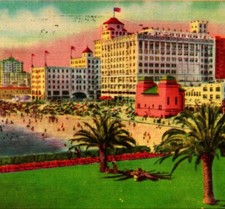 Long Beach Looking West from Auditorium California CA Linen Postcard picture