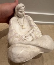 Vintage Cantu Commanche Mother And Child Native American Pottery White Stamped picture