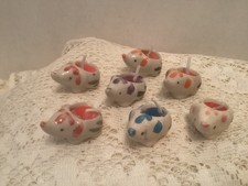 Lot of 7 Miniature Adorable Multicolored Elephant Shaped Candles Ceramic picture