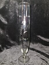 Clear Glass Bud Vase Etched, Clear Glass, Wheel Cut, ABOUT 10 Inch, Flowers picture