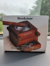 BROOKSTONE Cigar Whiskey Accessories Set. 2-part Detachable Ashtray ** New ** picture