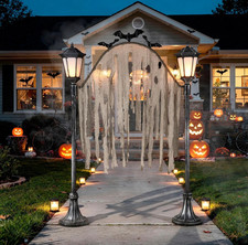 7 Ft Light-Up Cemetery Archway, Bat Halloween Decoration, Spooky Yard Prop picture