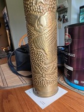 WWI Trench Art Brass Shell Casing Vase Eagle Star Flag Patriotic picture