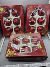 Vnt Box of 18 RED Holiday Shiny Glass Christmas Ornaments Rauch USA Made picture