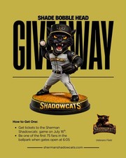 Sherman ShadowCats Bobblehead. Original Mascot SGA Bobblehead 7/16/26 Rare picture
