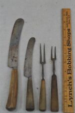 two tine forks steel knives antler handle Revolution era 1780s original antique picture