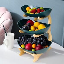 Table Plates 3 Tier  Dinnerware Set with Wooden Fruit Bowl plastic  and Trays picture