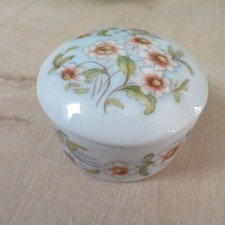 Limoges France Floral Porcelain Trinket Box Hand-Painted Flower Design Round VTG picture