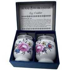 Vintage Royal Worcester Porcelain Egg Coddler Set of 2 With Box Floral England picture