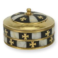 Round Brass Incense box with Cross Detailing - Orthodox Incense Box picture