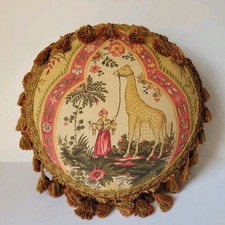 Zarafa The Giraffe Throw Pillow Chair Couch Bed *Missing 1 Tassel* Tapestry Zip picture