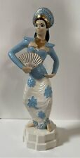 Mid Century Modern Ceramic Gold And Blue Balinese Dancer  picture