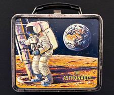 Vintage 1969 Aladdin The Astronauts Metal Lunch Box Apollo 11 NASA Moon Black picture