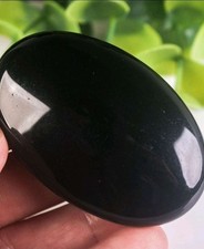 36g 55mm Black Obsidian Palm Stone Natural Crystal Pocket Worry Stone Healing picture