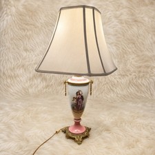 Antique Wild & Wessel Porcelain Oil Lamp Electrified Hand Painted German W&W picture