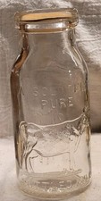 Original SEARS Thatcher 1880's The Milk Protector Pint w/ COW Capseat 1889 NICE picture