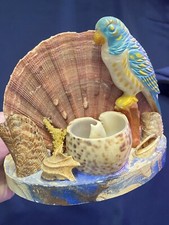 Vintage Seashell Art Parrot Napkin Holder Coastal Tropical Beach Tiki kitsch picture