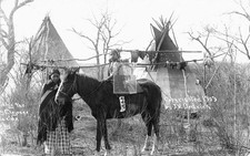 Cheyenne Indian Family & Horse Taloga Oklahoma OK - Reprint picture