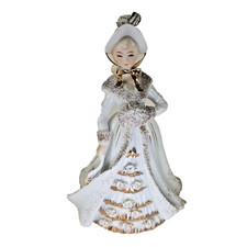 Vintage 1956 Geo Z Lefton China Hand Panted Girl with Muff Figurine #KW10535 picture