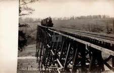 Steam Train Locomotive Trestle Bridge Dolgeville NY RPPC Photo Postcard COPY picture