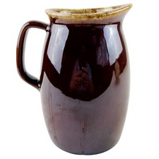 Vintage Hull Brown Drip Glaze Pitcher 32 oz Ovenproof USA Handled Pottery 7