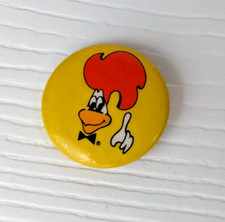 Vintage pinback button Macaron St Hubert BBQ roadrunner Quebec Canada picture