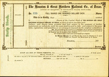 TX The HOUSTON & Southern Railroad Co. of Texas 1870s Scrip Stock picture
