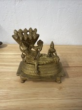 Vishnu Laxmi Sitting On Sheshnag - Lord Narayan Rest in Vainkunt Dham Metal Idol picture