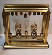 RARE Judaica Old Vintage 5 Arm Shabbat Brass And 9 Candle Hanukkah MENORAH  picture
