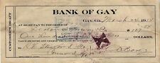 1914 BANK OF GAY GAY, GEORGIA CUSTOMER'S DRAFT R.F. STRICKLAND CO CONCORD 16-19 picture