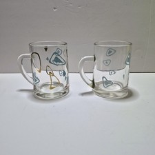 Set of 2 Federal Glass Co Ameoba Boomerang Atomic Beer Steins MCM Unitrd States picture