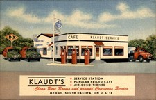 Vintage Linen Postcard Klaudt Service Station & Cafe Menno South Dakota U.S. 18 picture