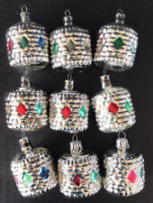 Vintage Christmas Ornaments Lanterns Silver Mercury Glass Poland With Box (9) picture