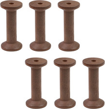 6 Pcs Small Wooden Empty Spools Vintage Thread Spools Yarn Spool Textile Bobbins picture