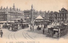 Lille France Grand ' Place Cables Cars  Vintage Postcard picture