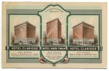 St. Louis MO Hotel Claridge ~ Hotel Mark Twain ~ Claridge Memphis TN Postcard  picture
