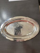 Vintage Silverplate Etched Floral Small Serving Platter Plate Tray picture