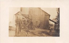 B25/ Occuptional Worker RPPC Postcard c1910 Overalls Tank Pipe Oil Fields? 6 picture