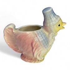 Vintage 1940s Spaulding Chicken Hen Ceramic Planter Wearing Bonnet Mother Goose picture