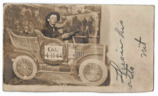 1910s~VICTORIAN MAN IN ROADSTER CAR~NOVELTY STUDIO PROP REAL PHOTO POSTCARD picture