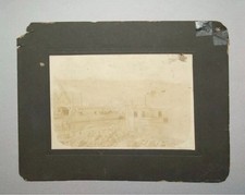 Old Antique Vtg Ca 1870s Mounted Photo Two Barges With Large Derrick Unusual picture