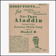 ALADDIN LAMP MODEL B INSTRUCTION BOOKLET 8 PAGE REPRODUCTION OF 1930's ORIGINAL picture