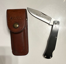 Cutco Bullwhip 1984 Lockback Pocketknife, SS Clip Point, Black Handle, Sheath picture
