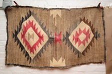 Antique LARGE Navajo Rug Native American Indian Crystal Eye Dazzler 47x28 VTG picture