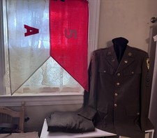 WWII Occupation GROUP A Troop, 5th Cavalry M1939 Service Uniform & Guidon USCAR picture