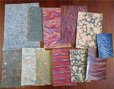 19th Century Hand Marbled Paper Antique Printed Sheets Lot x 10 picture