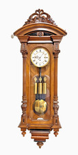 Antique 1895 German 3 Weight Driven Highly Carved Vienna Regulator Wall Clock picture