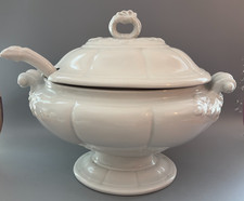 Vintage Red Cliff Ironstone Grape Soup Tureen Lid Ladle White USA 1960s Large picture